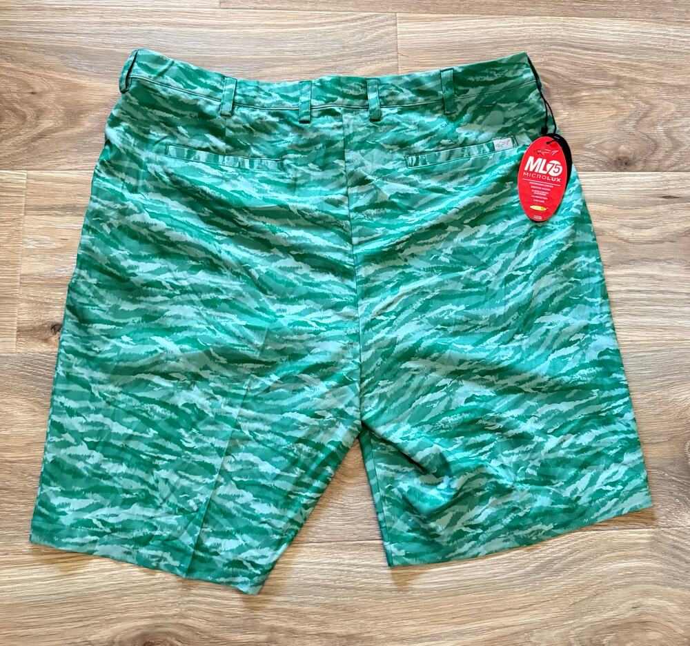 Greg Norman ML75 Microlux Performance Golf Shorts Playdry Green Camo - Sz 40